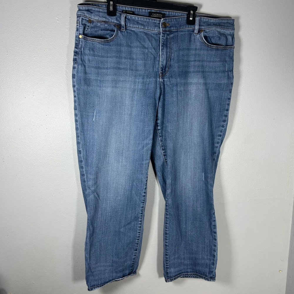 Talbots Women's Size 20 Boyfriend Jeans Medium Wash Flawless 5 Pocket Distressed